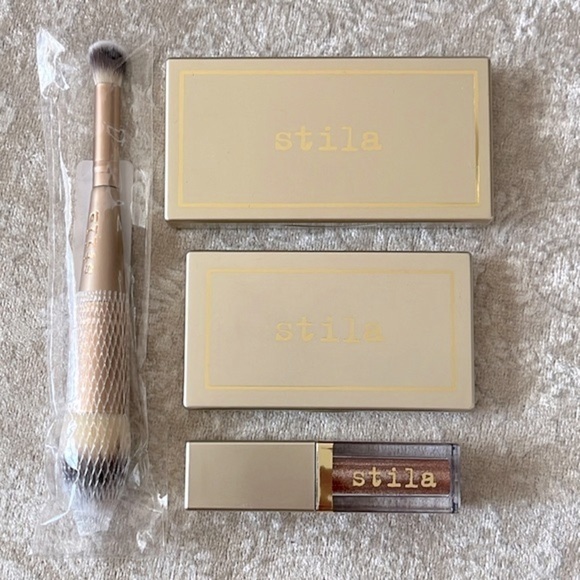 Brand New Stila Bundle Cheek Lip Eye Palette Complexion Brush Blush Bronzer Duo - Picture 2 of 15
